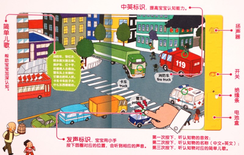宝宝点读认知发声书--交通工具
